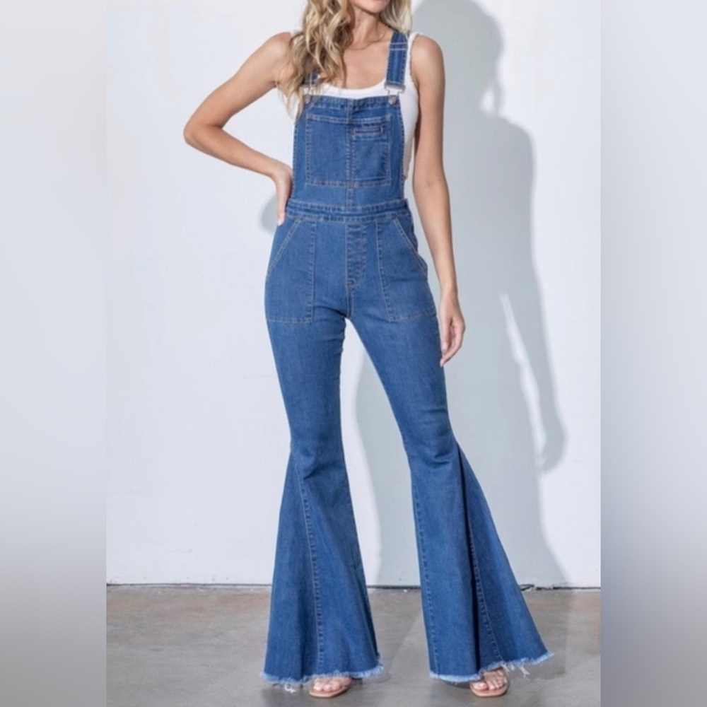 NWOT Reverof Women’s Denim BellBottom Jean Overalls!
